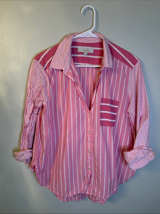 LOFT Other - LOFT Pink and White Striped Button-Down Shirt
